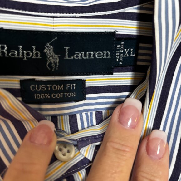 Ralph Lauren Striped Button Down Shirt XL EUC - Picture 2 of 2